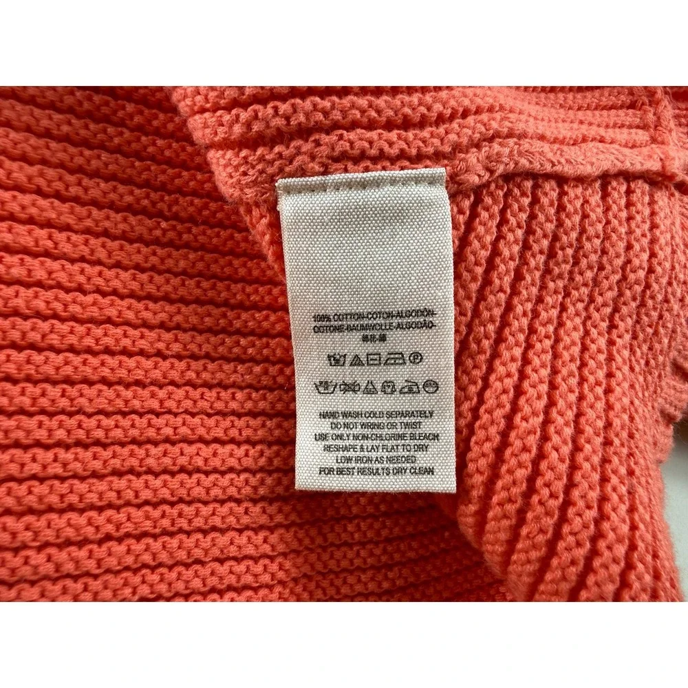 Free People La Brea Size Large‎ Oversized Pullover V-Neck Sweater Coral Orange - Picture 10 of 11